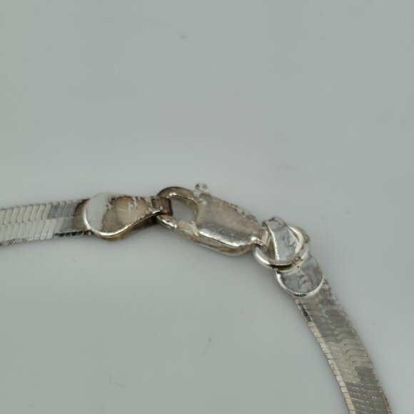 Italy 925 Sterling Silver Herringbone Chain 17” 3mm Lobster Clasp Necklace - Picture 6 of 11